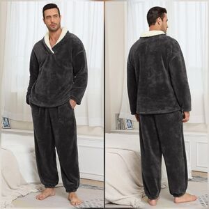 🩵⏭️NWOT Gray Fleece Shirt & Pants Loungewear Set Men's Medium